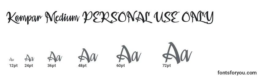 Размеры шрифта Kompar Medium PERSONAL USE ONLY