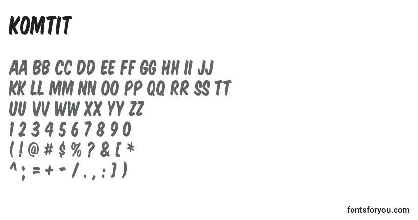 Czcionka KOMTIT   (131848) – alfabet, cyfry, specjalne znaki