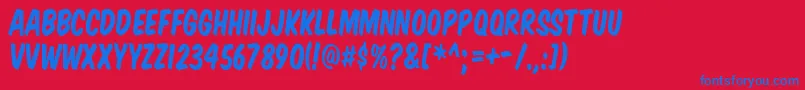 フォントKOMTIT   – 赤い背景に青い文字