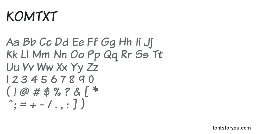 A fonte KOMTXT   (131849) – alfabeto, números, caracteres especiais