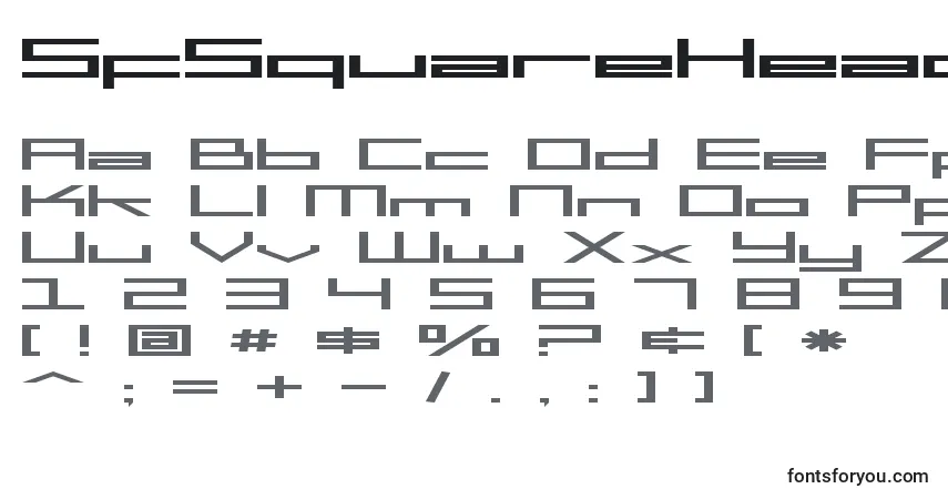 Шрифт SfSquareHeadExtended – алфавит, цифры, специальные символы