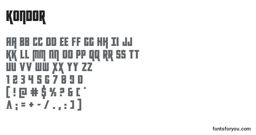 Schriftart Kondor (131850) – Alphabet, Zahlen, spezielle Symbole