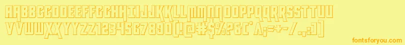フォントkondor3d – オレンジの文字が黄色の背景にあります。