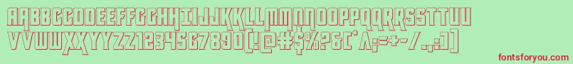 フォントkondor3d – 赤い文字の緑の背景
