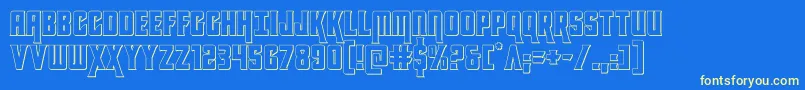 フォントkondor3d – 黄色の文字、青い背景