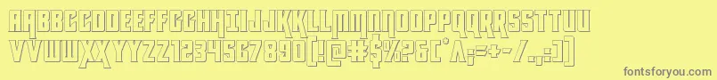 フォントkondor3d – 黄色の背景に灰色の文字