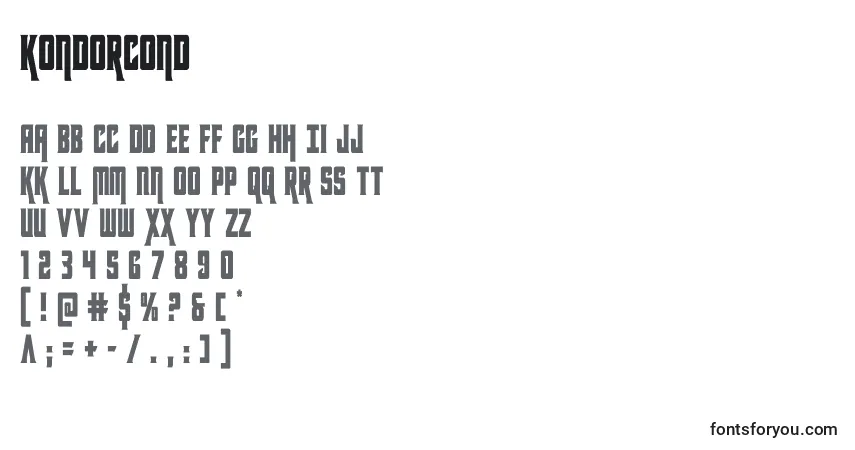 A fonte Kondorcond (131856) – alfabeto, números, caracteres especiais