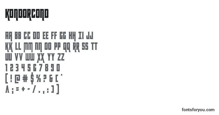 Schriftart Kondorcond (131857) – Alphabet, Zahlen, spezielle Symbole