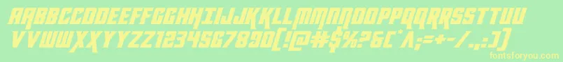 フォントkondorexpandital – 黄色の文字が緑の背景にあります