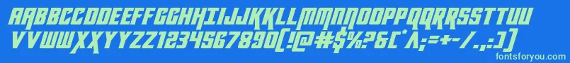 kondorexpandital-Schriftart – Grüne Schriften auf blauem Hintergrund