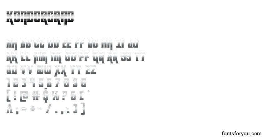 Schriftart Kondorgrad (131864) – Alphabet, Zahlen, spezielle Symbole