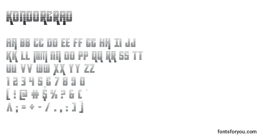 A fonte Kondorgrad (131865) – alfabeto, números, caracteres especiais