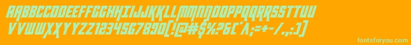 kondorital-Schriftart – Grüne Schriften auf orangefarbenem Hintergrund