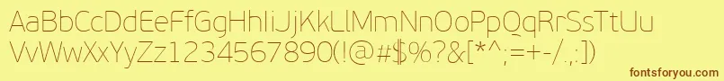 PfbeausansproXthin Font – Brown Fonts on Yellow Background