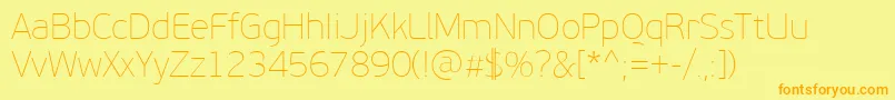 PfbeausansproXthin Font – Orange Fonts on Yellow Background