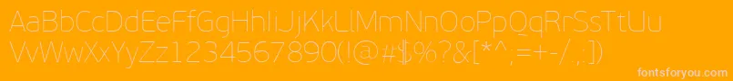 PfbeausansproXthin-fontti – vaaleanpunaiset fontit oranssilla taustalla