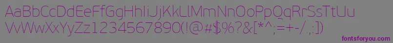 PfbeausansproXthin-Schriftart – Violette Schriften auf grauem Hintergrund