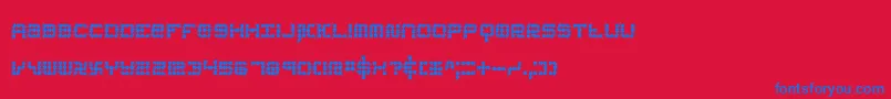 koneerie-Schriftart – Blaue Schriften auf rotem Hintergrund