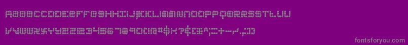 koneerie-fontti – harmaat kirjasimet violetilla taustalla