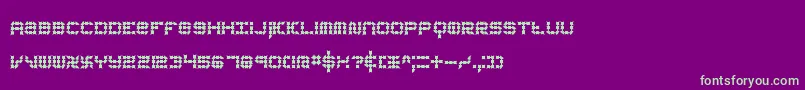 koneerie-Schriftart – Grüne Schriften auf violettem Hintergrund
