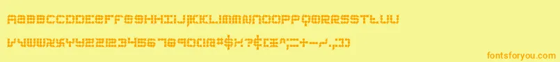 フォントkoneerie – オレンジの文字が黄色の背景にあります。