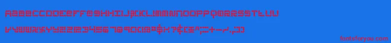 koneerie-Schriftart – Rote Schriften auf blauem Hintergrund