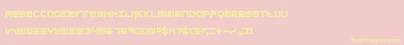 koneerie-fontti – keltaiset fontit vaaleanpunaisella taustalla