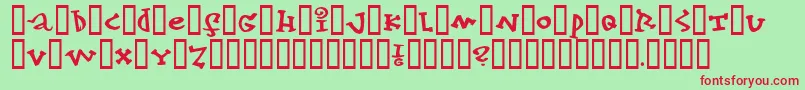 konfekt Font – Red Fonts on Green Background