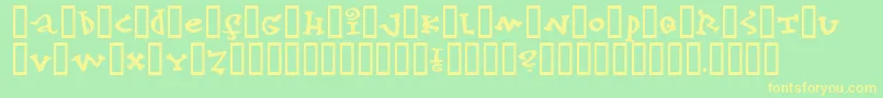 フォントkonfekt – 黄色の文字が緑の背景にあります