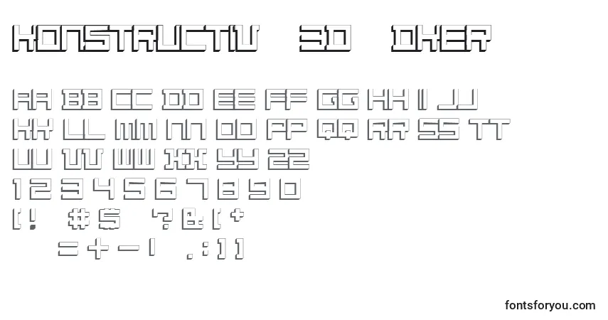 A fonte Konstructiv   3D   dker – alfabeto, números, caracteres especiais