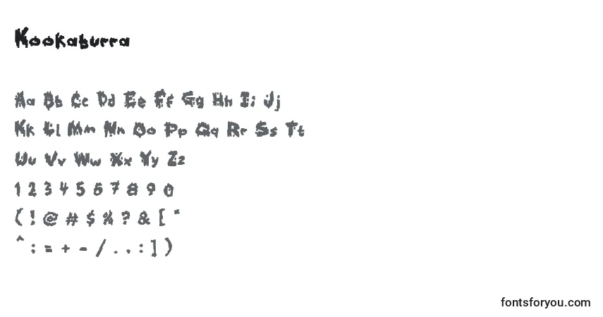 A fonte Kookaburra (131884) – alfabeto, números, caracteres especiais
