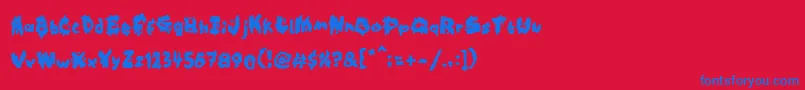 Kookaburra-Schriftart – Blaue Schriften auf rotem Hintergrund