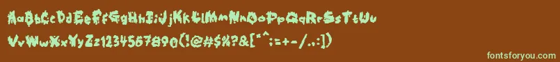 Kookaburra-fontti – vihreät fontit ruskealla taustalla