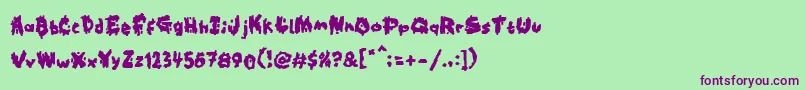 Kookaburra-Schriftart – Violette Schriften auf grünem Hintergrund