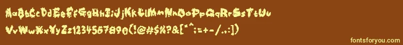 Kookaburra-Schriftart – Gelbe Schriften auf braunem Hintergrund