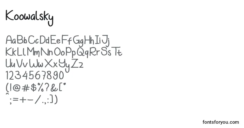 Schriftart Koowalsky – Alphabet, Zahlen, spezielle Symbole