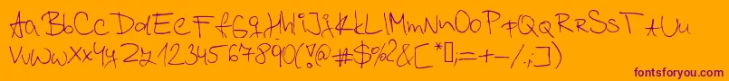 Kordulova-Schriftart – Violette Schriften auf orangefarbenem Hintergrund