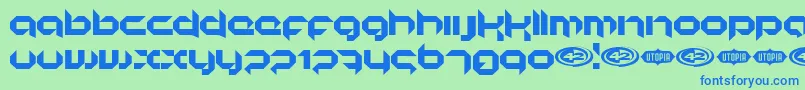 KORUNISH Font – Blue Fonts on Green Background
