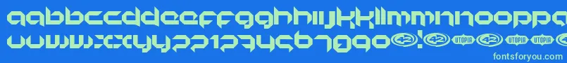 KORUNISH Font – Green Fonts on Blue Background