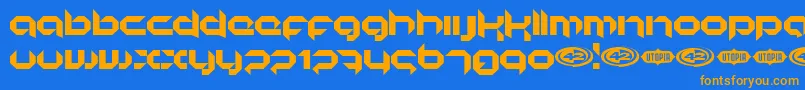 KORUNISH Font – Orange Fonts on Blue Background