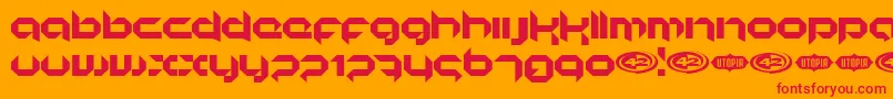 KORUNISH-Schriftart – Rote Schriften auf orangefarbenem Hintergrund