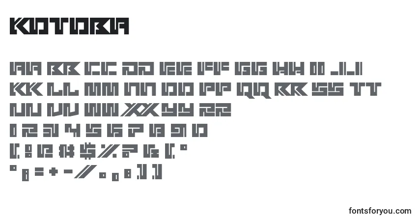 Czcionka Kotoba – alfabet, cyfry, specjalne znaki