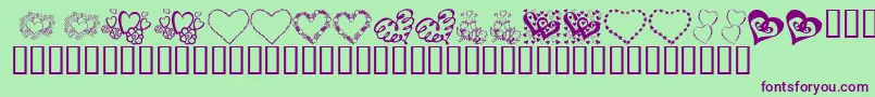 KR All About The Heart-fontti – violetit fontit vihreällä taustalla