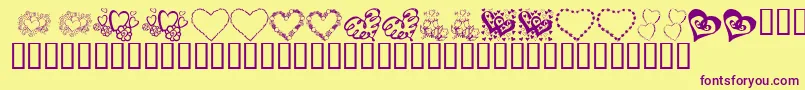 KR All About The Heart-fontti – violetit fontit keltaisella taustalla