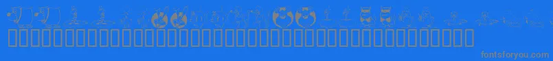 フォントKR All Smiles – 青い背景に灰色の文字