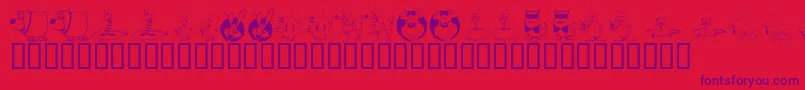 KR All Smiles-Schriftart – Violette Schriften auf rotem Hintergrund