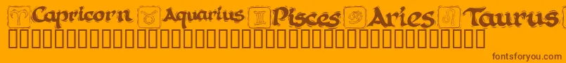 KR Astro 1 Font – Brown Fonts on Orange Background
