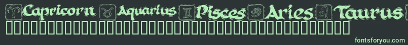 KR Astro 1-fontti – vihreät fontit mustalla taustalla