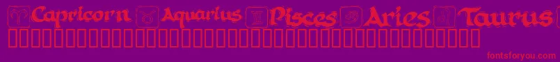 KR Astro 1-Schriftart – Rote Schriften auf violettem Hintergrund