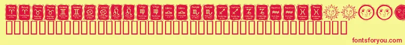 KR Astro 3 Font – Red Fonts on Yellow Background